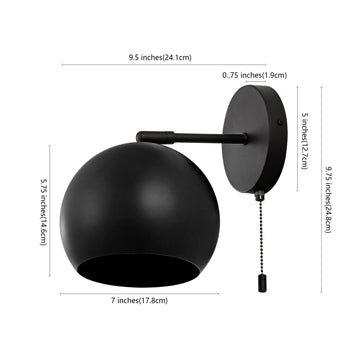 Tierra 7" Modern Midcentury Iron LED Sconce with Pull-Chain Switch - JONATHAN Y